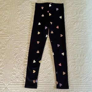 NWOT-Girls Navy Fleece Heart Leggings
